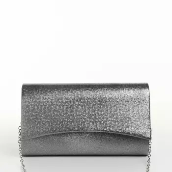 Сумка-клатч женская вечерняя на магните, на цепочке, мерцающая, серебристая