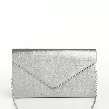 Сумка-клатч женская вечерняя на магните, на золотистой цепочке, мерцающая, серебристая