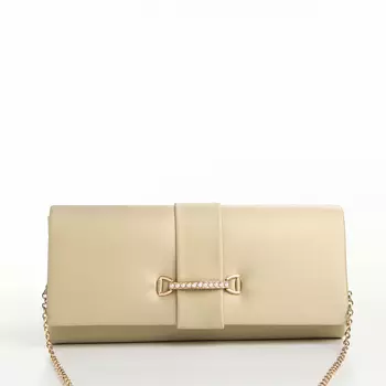 Сумка-клатч женская вечерняя на магните, на цепочке, с золотистой фурнитурой, однотонная, золотистая