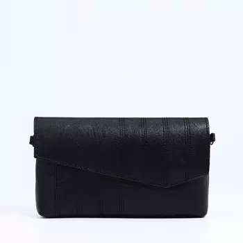 Сумка-клатч на магните, длинный ремень, цвет чёрный