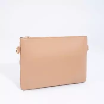 Сумка-клатч женская на молнии, с ремешком-ручкой, бежевая