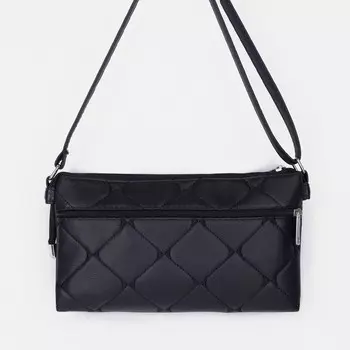 Сумка женская кросс-боди на молнии, 25415 см, со стёжкой, чёрная