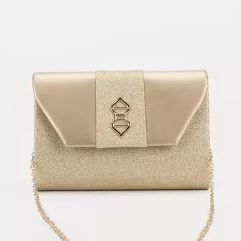 Сумка-клатч, отдел на клапане, цвет золотой