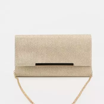 Сумка-клатч, отдел на клапане, цвет золотой