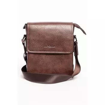 Сумка кросс-боди мужская, натуральная кожа DE-GOSA коричневый, 16х5х19 см