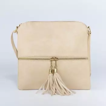 Сумка женская на молнии, цвет бежевый