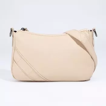 Сумка кросс-боди на молнии, наружный карман, цвет бежевый