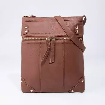 Сумка кросс-боди на молнии, цвет коричневый