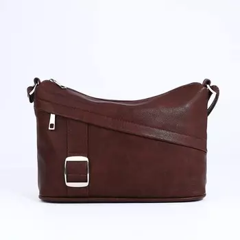 Сумка кросс-боди на молнии, наружный карман, цвет коричневый