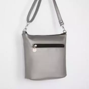 Сумка кросс-боди, отдел на молнии, 3 наружных кармана, длинный ремень, цвет серебристый