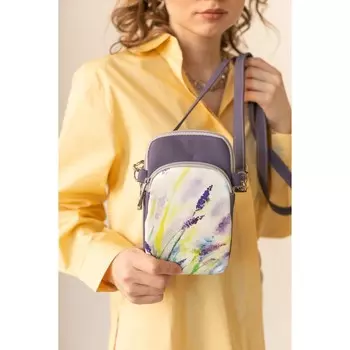 Сумка кросс-боди, отдел на молнии, цвет сиреневый "Цветы"