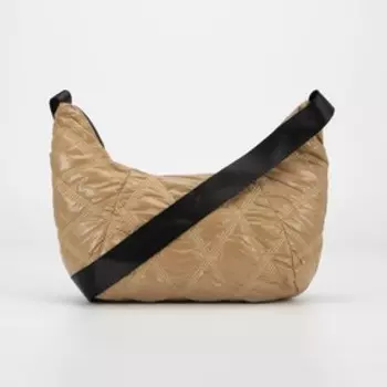 Сумка кросс-боди, отдел на молнии, длинный ремень, цвет бежевый