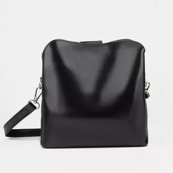 Сумка кросс-боди, отдел на молнии, длинный ремень, цвет чёрный