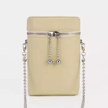 Сумка женская на молнии, цвет тёмно-бежевый