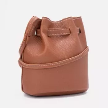 Сумка кросс-боди, отдел на шнурке, длинный ремень, цвет коричневый