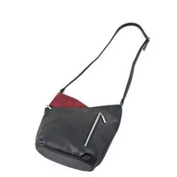 Сумка мешок иск.кожа, отдел на молнии, цвет черный/красный 25х15х27см