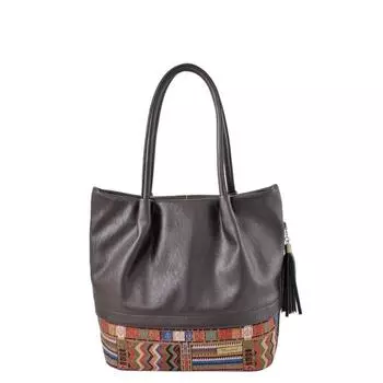 Сумка мешок иск.кожа, отдел на молнии, цвет коричневый 30х13х32см