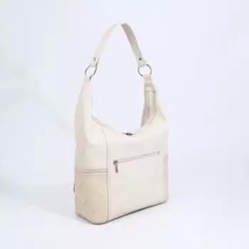 Сумка-мешок "Золотой дождь" на молнии, 3 наружных кармана, длинный ремень, цвет бежевый