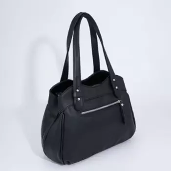 Сумка-тоут на молнии, наружный карман, цвет чёрный