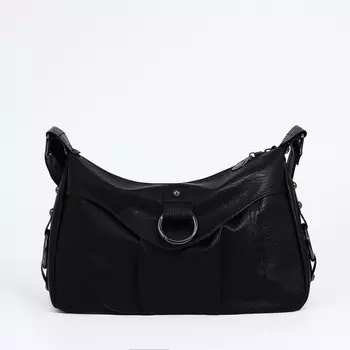 Сумка - мешок женская на молнии, 301221 см, чёрная