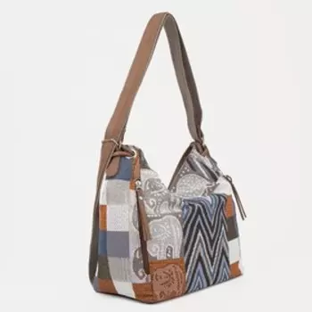 Сумка мешок на молнии, цвет коричневый