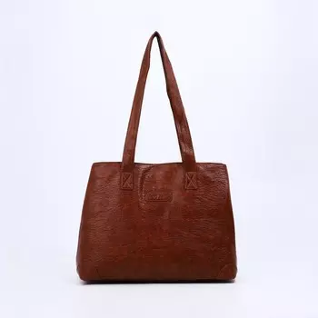 Сумка женская тоут на молнии, 371530 см, коричневая