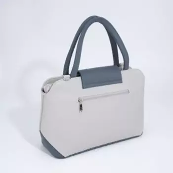 Сумка-тоут "Оливи" на молнии, наружный карман, длинный ремень, цвет серый/синий