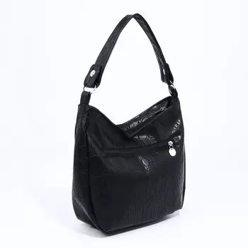 Сумка - мешок женская на молнии, 271025 см, чёрная