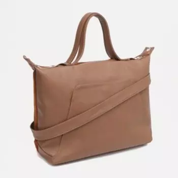 Саквояж на молнии, 2 наружных кармана, цвет рыжий