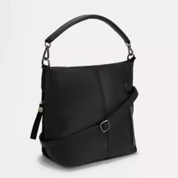 Сумка-мешок, отдел на молнии, 3 наружных кармана, длинный ремень, цвет чёрный