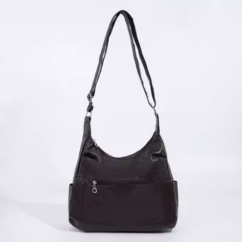 Сумка-мешок на молнии, 3 наружный кармана, регулируемый ремень, цвет коричневый