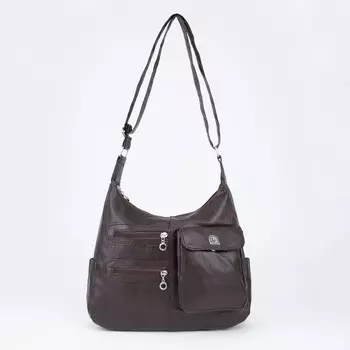 Сумка-мешок, отдел на молнии, 4 наружных карманов, регулируемый ремень, цвет коричневый