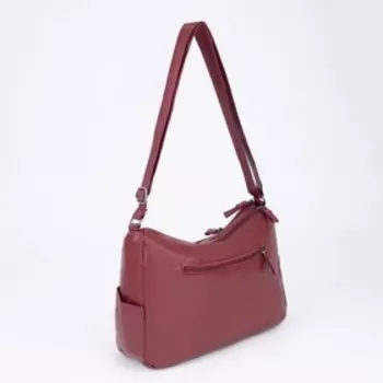 Сумка-мешок, отдел на молнии, 5 наружных кармана, регулируемый ремень, цвет бордовый