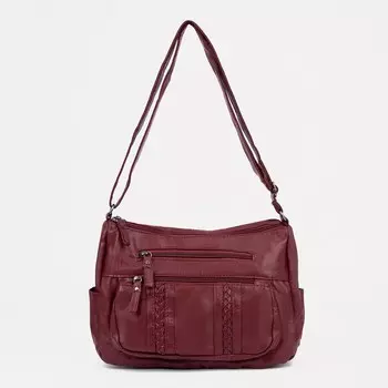 Сумка-мешок, отдел на молнии, 5 наружных кармана, регулируемый ремень, цвет бордовый