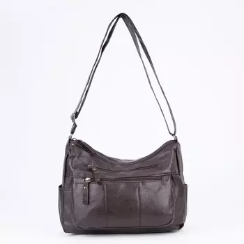 Сумка-мешок, отдел на молнии, 5 наружных кармана, регулируемый ремень, цвет коричневый