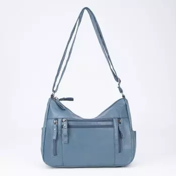 Сумка-мешок, отдел на молнии, 5 наружных карманов, регулируемый ремень, цвет голубой