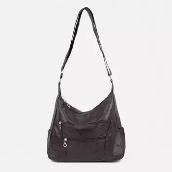 Сумка-мешок, отдел на молнии, 5 наружных карманов, регулируемый ремень, цвет коричневый