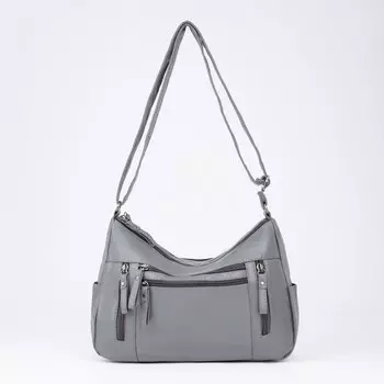 Сумка-мешок, отдел на молнии, 5 наружных карманов, регулируемый ремень, цвет серый