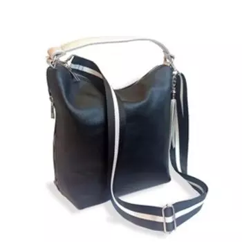 Сумка мешок, отдел на молнии, цвет чёрный/серебро