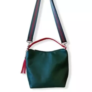 Сумка мешок, отдел на молнии, цвет зелёный/красный