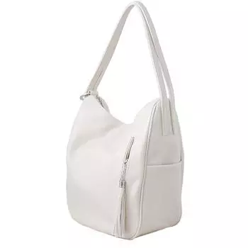 Сумка-мешок, отдел на молнии, наружный карман, цвет белый