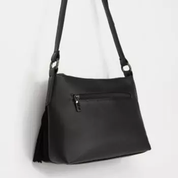 Сумка-мешок, отдел на молнии, наружный карман, длинный ремень, цвет чёрный