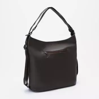 Сумка-мешок, отдел на молнии, наружный карман, регулируемый ремень, цвет коричневый