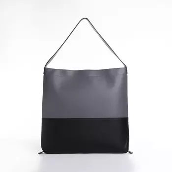 Сумка - мешок женская на молнии, 40336 см, серая/чёрная