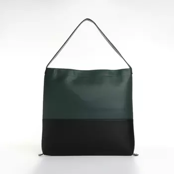 Сумка - мешок женская на молнии, 40336 см, зелёная/чёрная