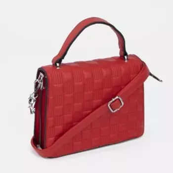 Сумка-мессенджер, 2 отдела на клапане, длинный ремень, цвет красный