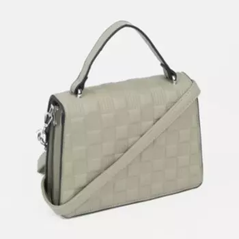 Сумка-мессенджер, 2 отдела на клапане, длинный ремень, цвет зелёный