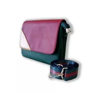 Сумка мессенджер на магните, цвет зелёный/красный/кармин