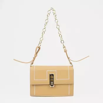 Сумка женская мессенджер на клапане, 19714.5 см, жёлтая