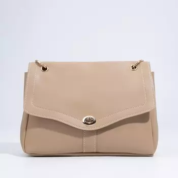 Сумка женская мессенджер на клапане, 26718 см, бежевая